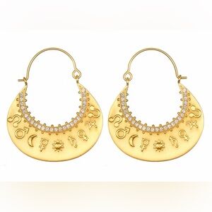 Mystic Planet Hoop Earrings – 18K Gold Plated